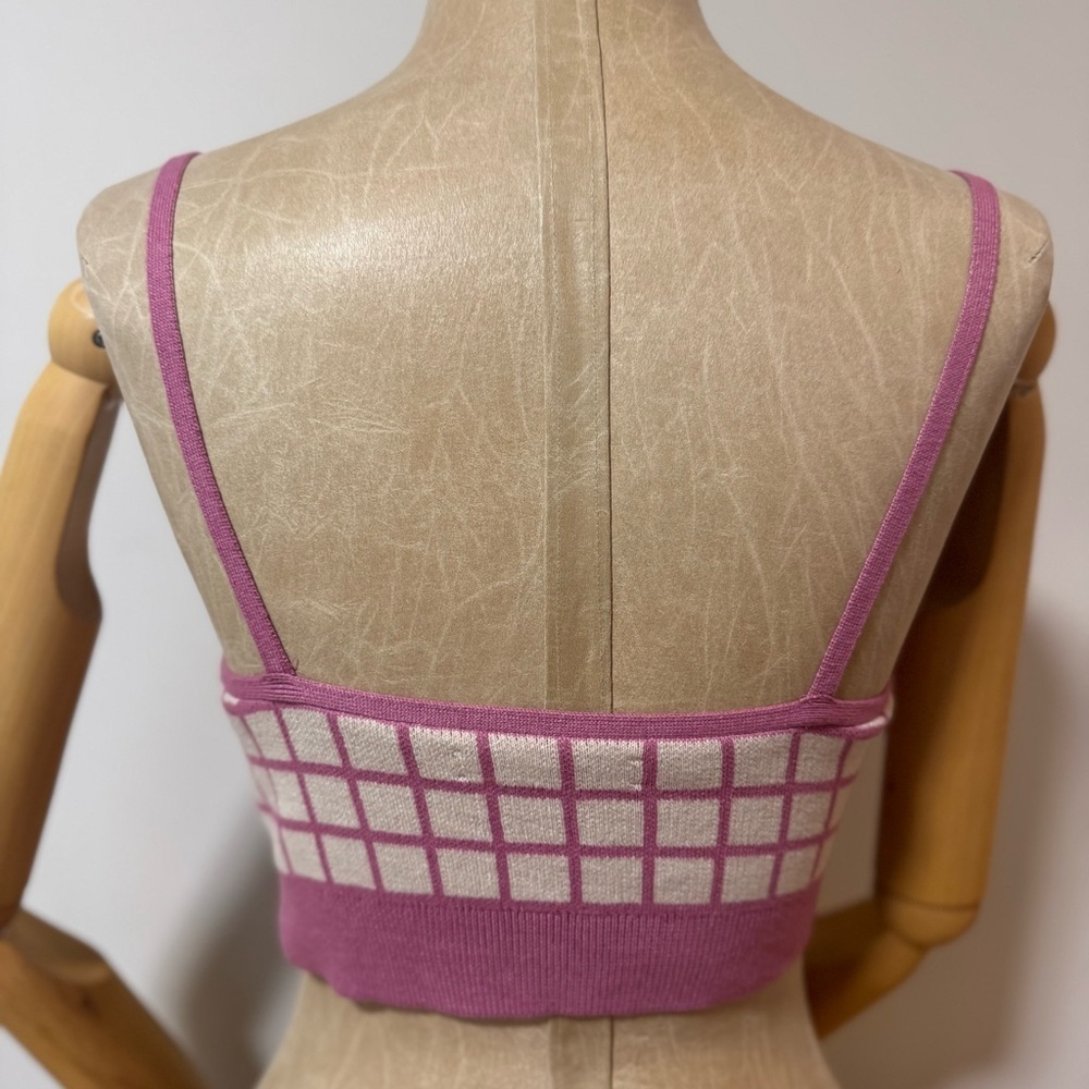 OAK + FORT Pink and Cream Knit Bralette (S) - Picture 3 of 8